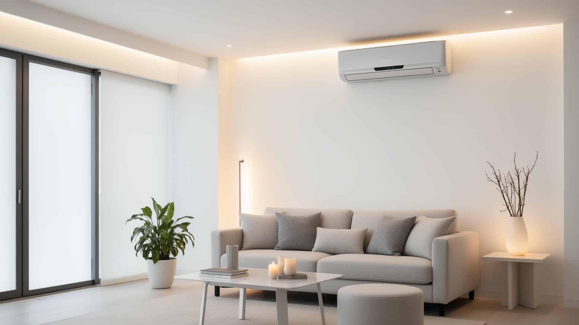 Climatisation moderne dans un salon contemporain